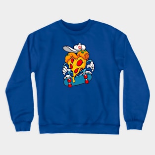 Skateboarding Slice of Pizza Cartoon Crewneck Sweatshirt